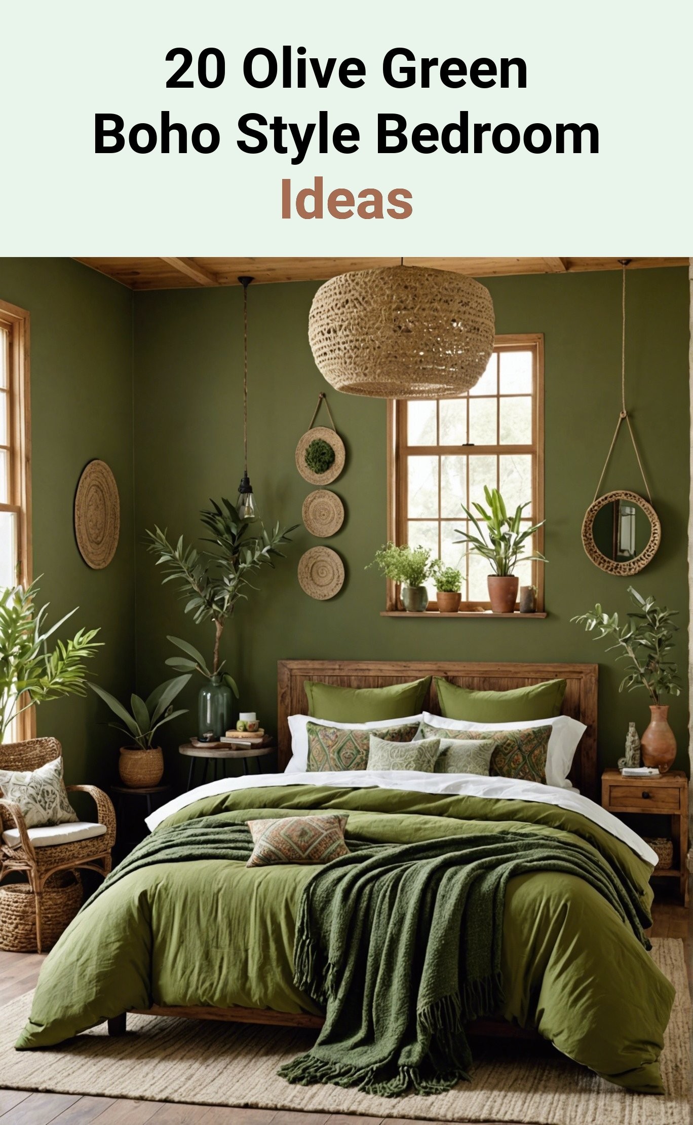 20 Olive Green Boho Style Bedroom Ideas