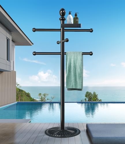 Pool Outdoor Towel Rack, 6 Bars Metal Heavy Duty Never Tilt Pool...