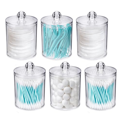 WEISHI 6 Pack Qtip Holder Dispenser -Cotton Ball, Swab, Round Pads,...
