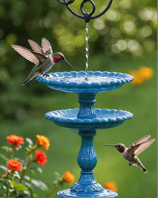 A Birdbath with a Hummingbird Feeder Attachment