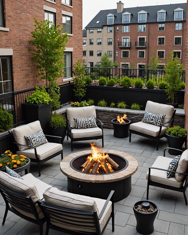 Add a fire pit for warmth and ambiance