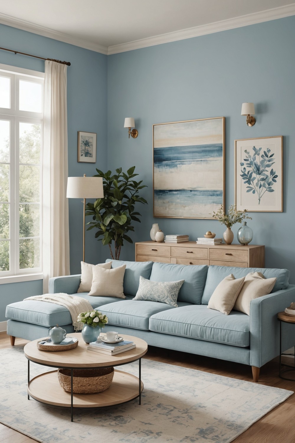 Airy Atmosphere: Light Blue and Cream-Colored Walls