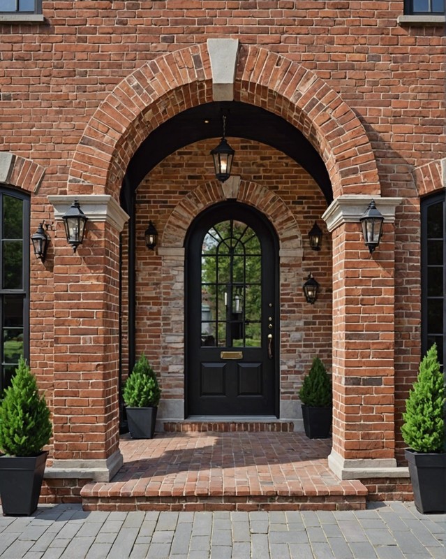 Archway Brick Wall with Stone Columns