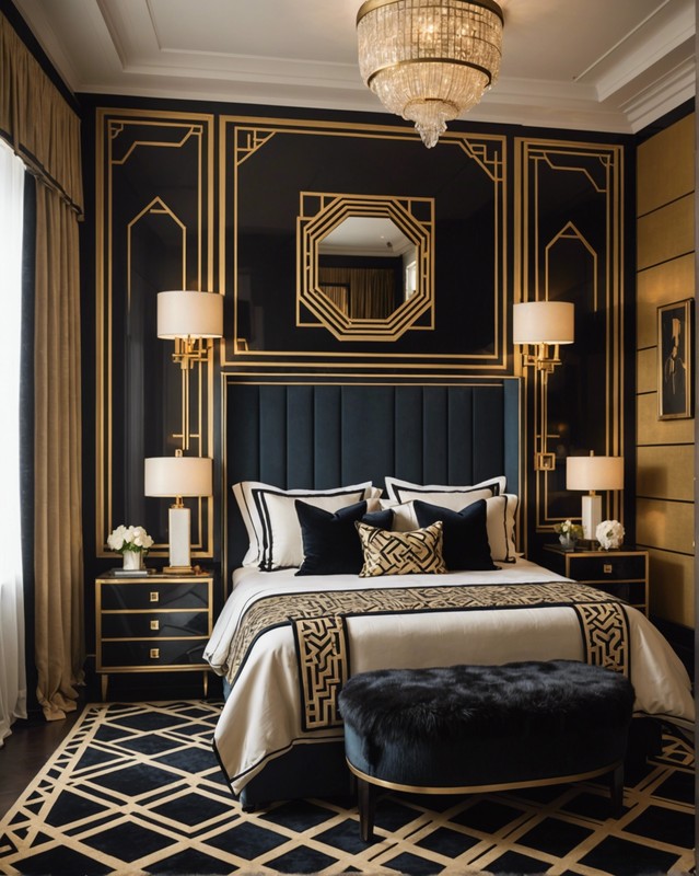 Art Deco Indulgence: Geometric Patterns and Rich Fabrics