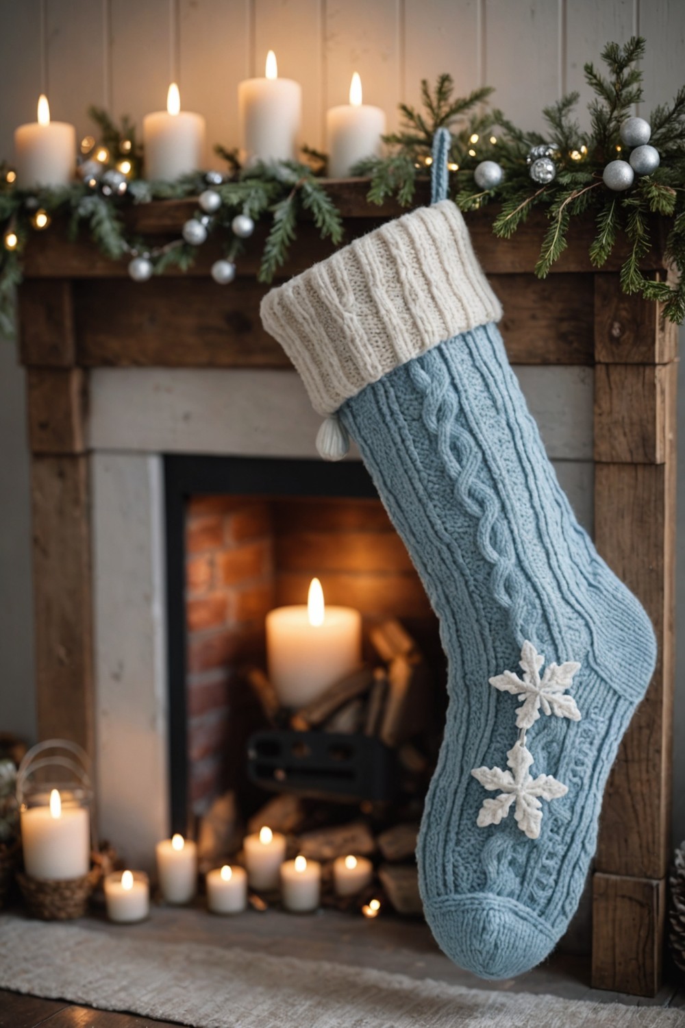 Baby Blue Cable Knit Stocking