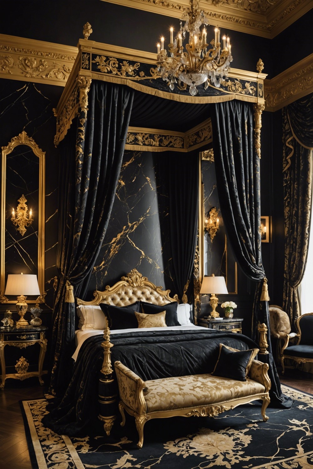 Black and Gold Marble-inspired Decor