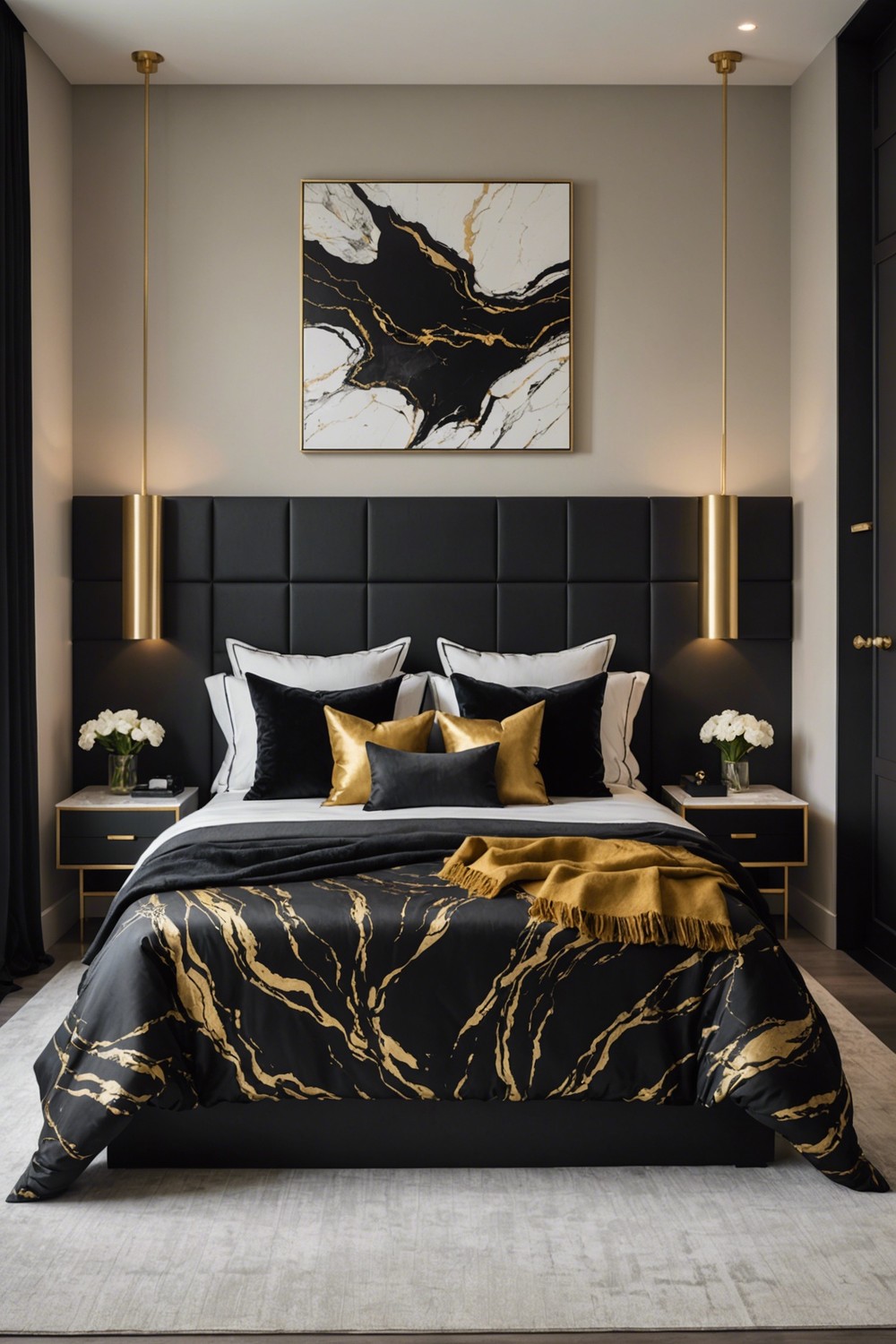 Black and Gold Marbled Accent Tables