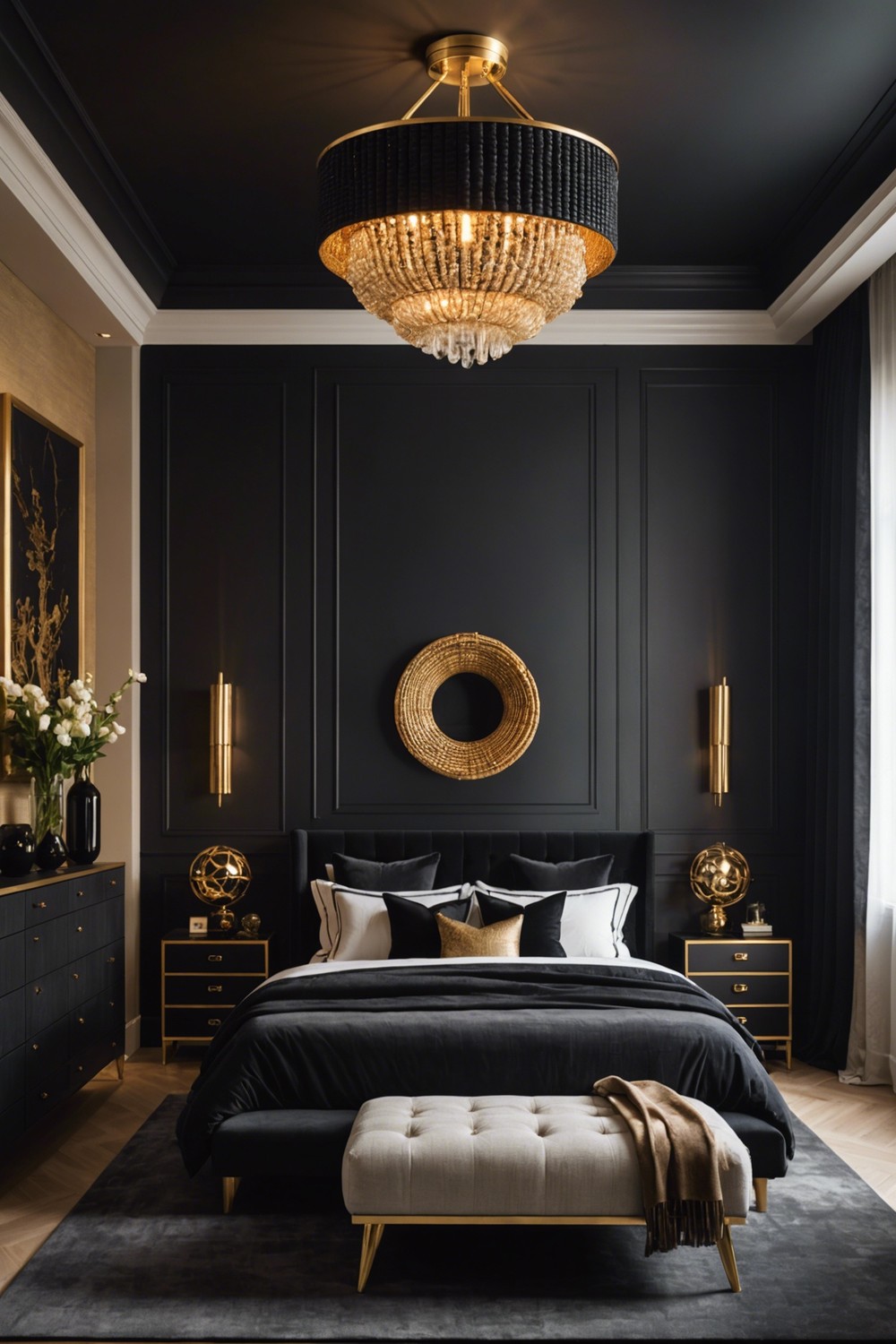 Black and Gold Woven Basket Lighting
