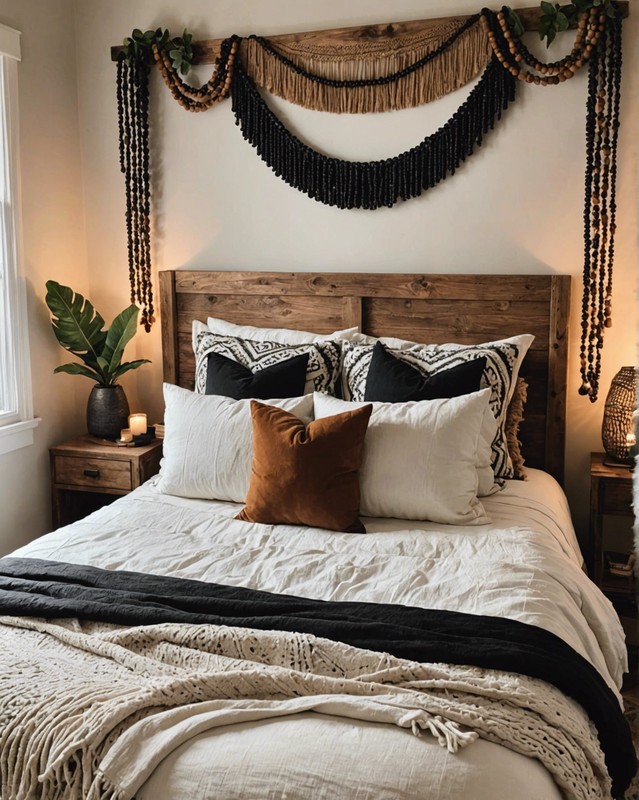 Black and Wood Bead Garland