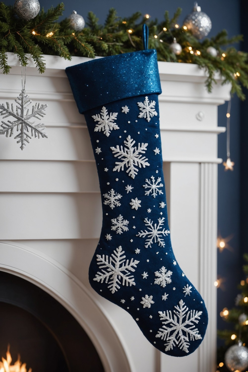 Blue and Silver Glitter Stocking