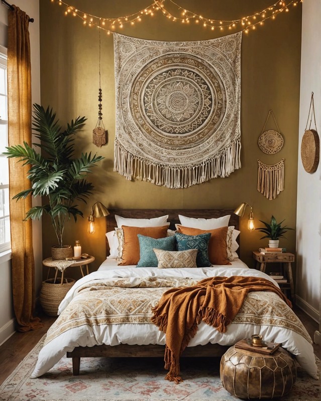 Bohemian Bedroom with Gold Accents