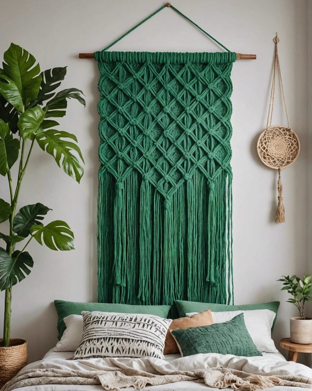 Boho-Chic Green Macrame Wall Hanging