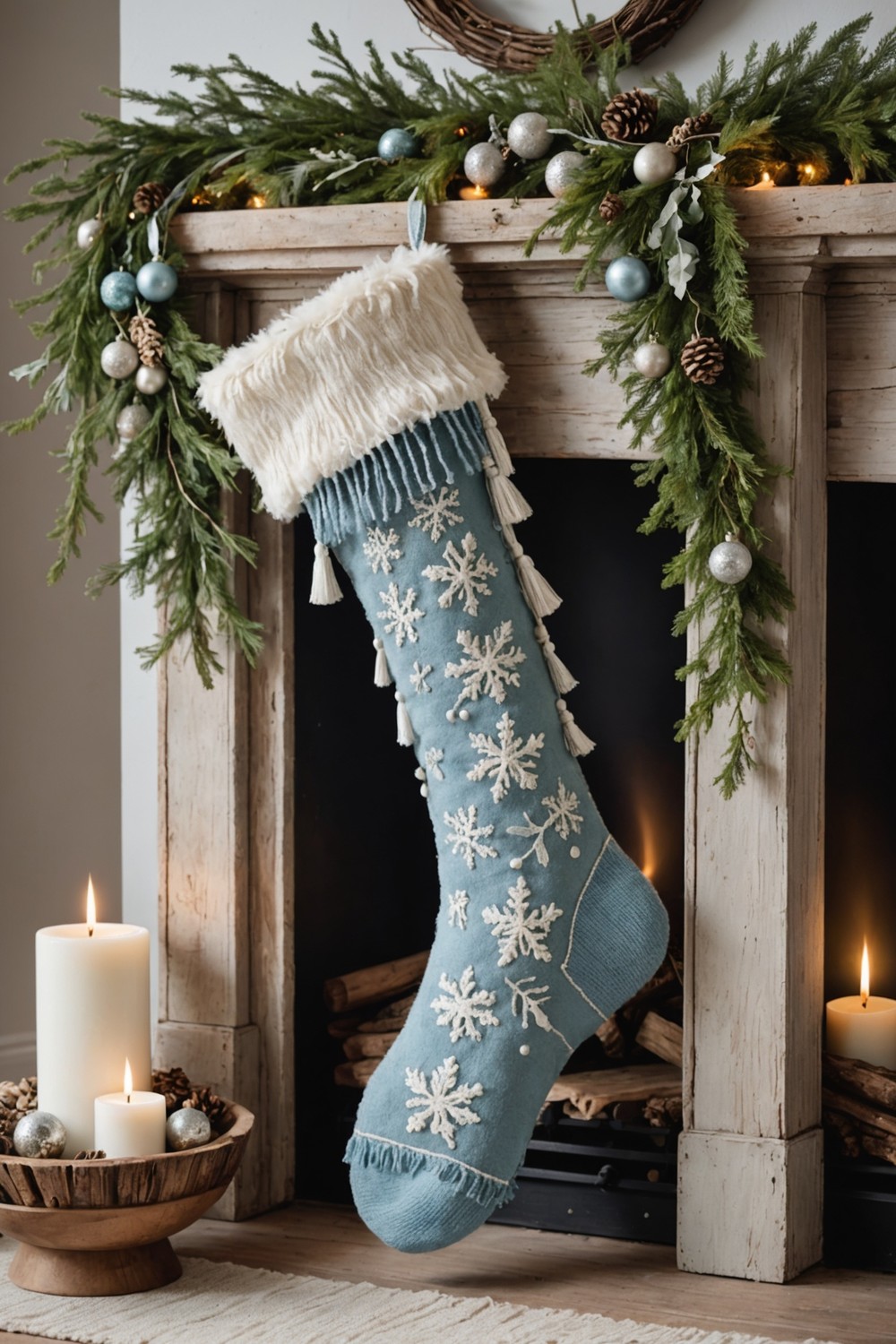 Boho Blue Fringe Stocking