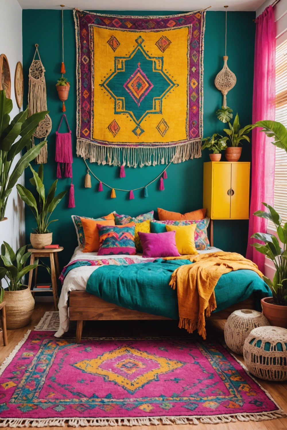 Boho Chic Rugs with Rainbow Hue