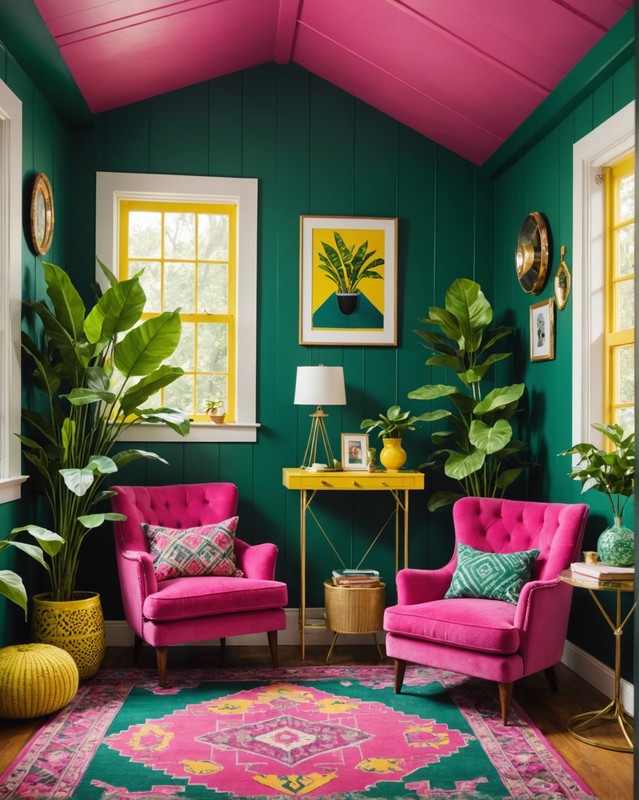 Bold Color Scheme with Patterned Rugs