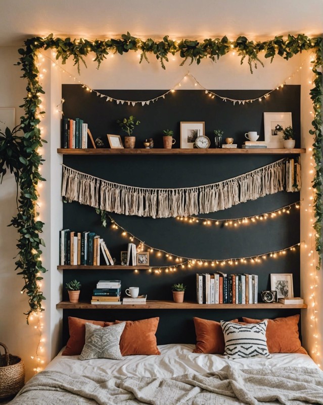 Bookshelf with Fringe Garland
