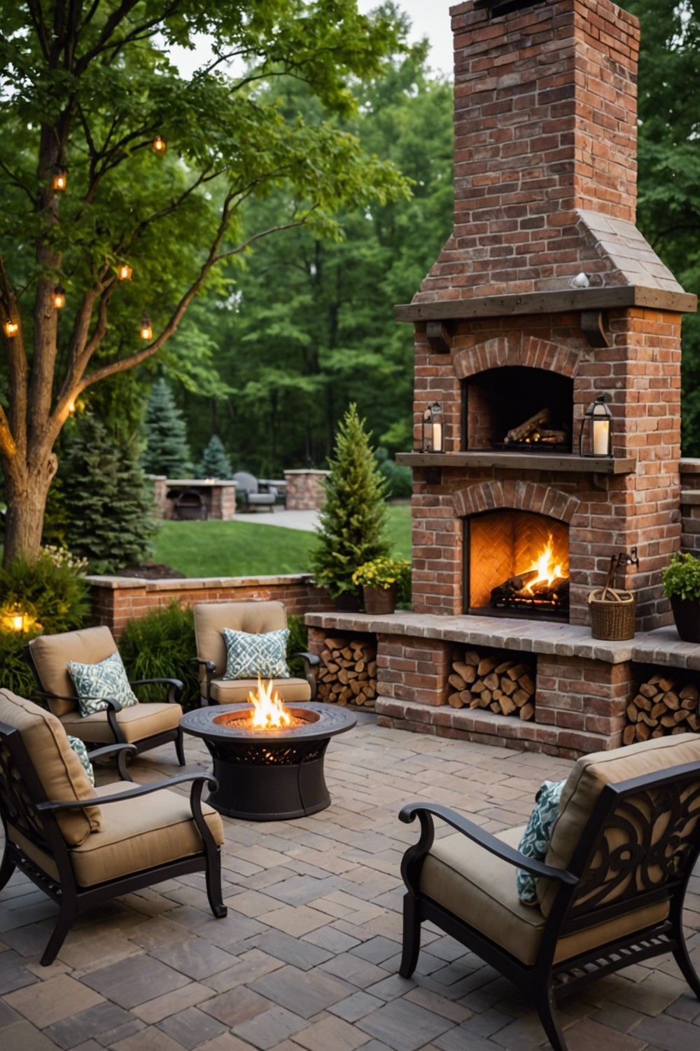 Brick Veneer Fireplace with Gas Logs