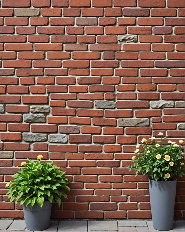 Brick Wall with Vertical Stone Accents