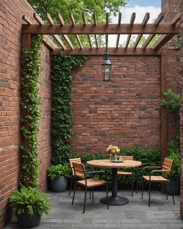 Brick Wall with Wood Pergola