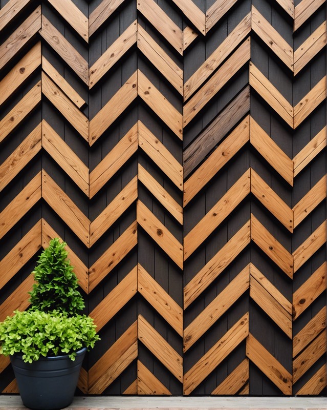 Chevron Wood Patio Wall