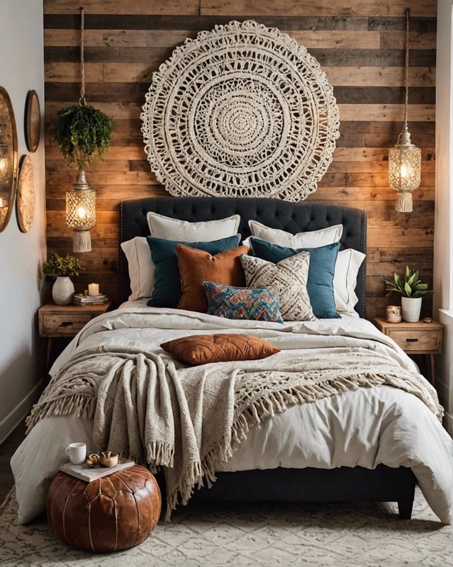 Chic Boho Bedroom with Tufted Headboard