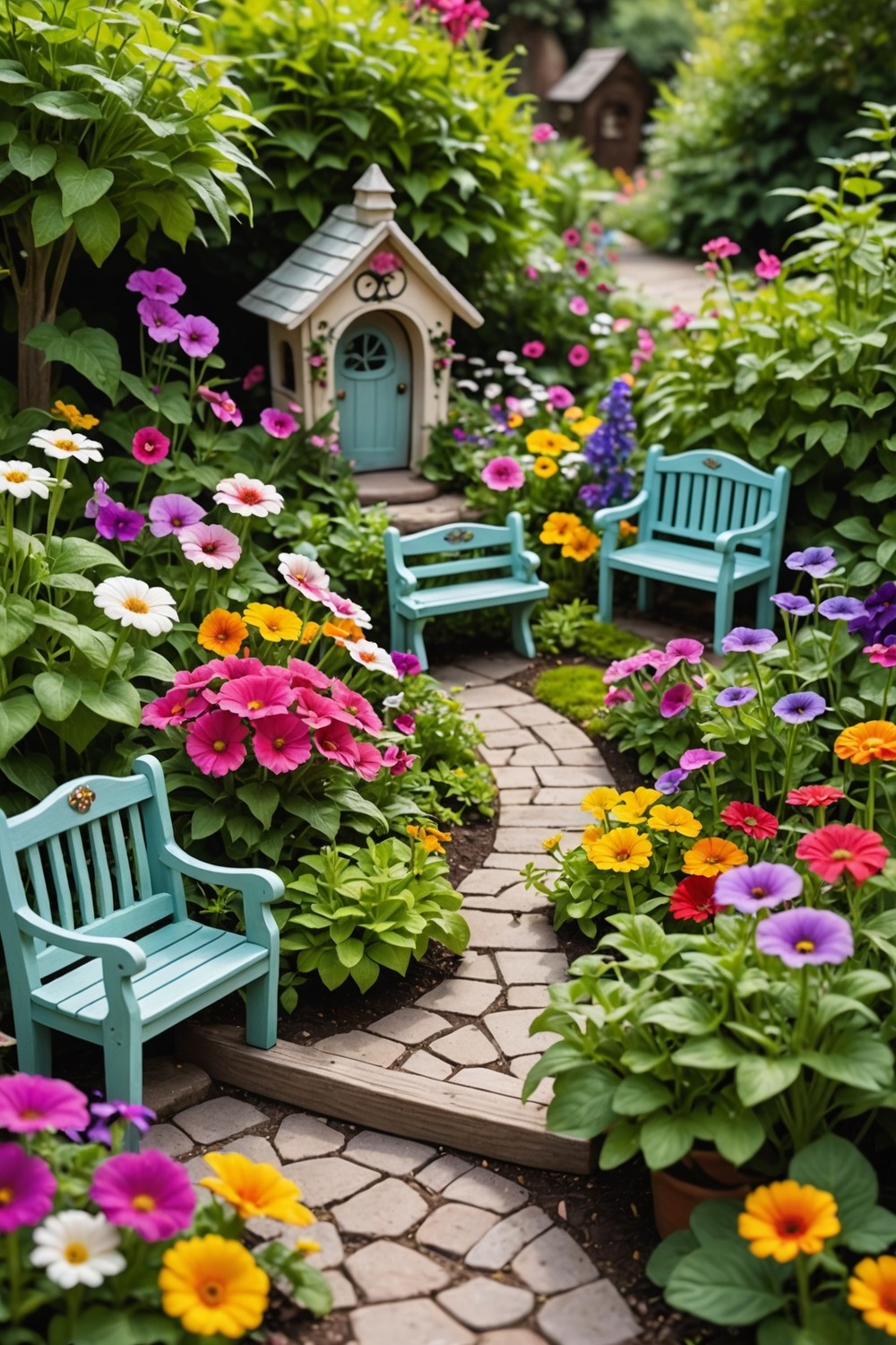 Colorful Flower Fairy Garden