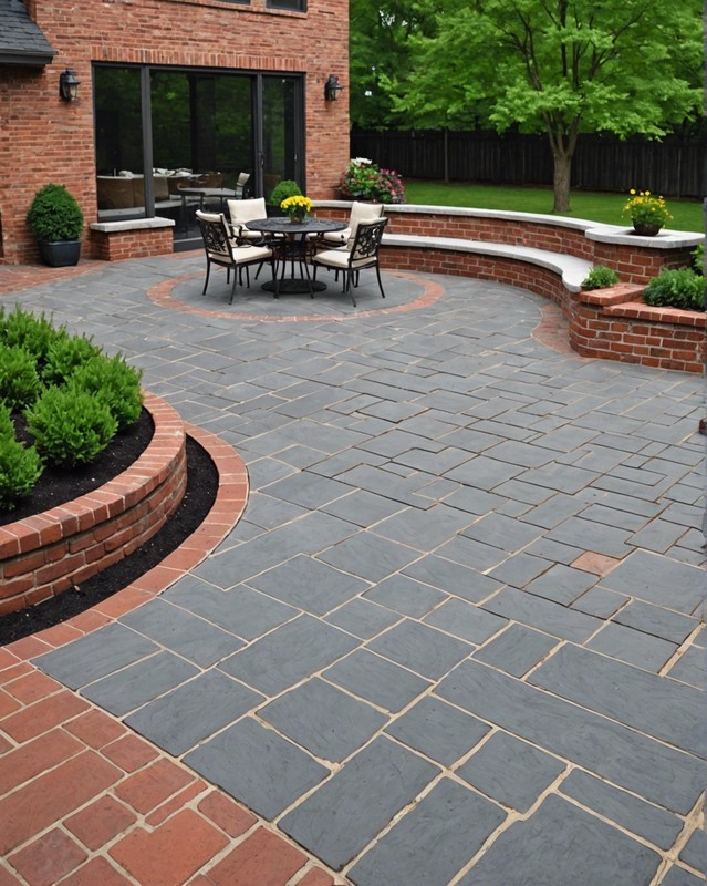 Concrete Patio with Brick Accents