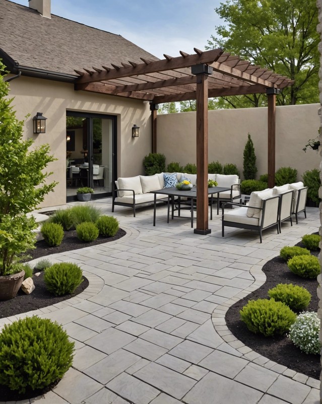 Coved and Contemporary Stucco Patio Wall