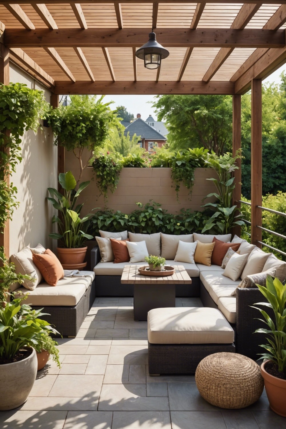 Covered Deck with Built-In Seating