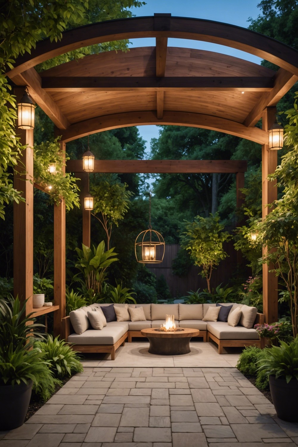 Curved Roof with Wood Accents