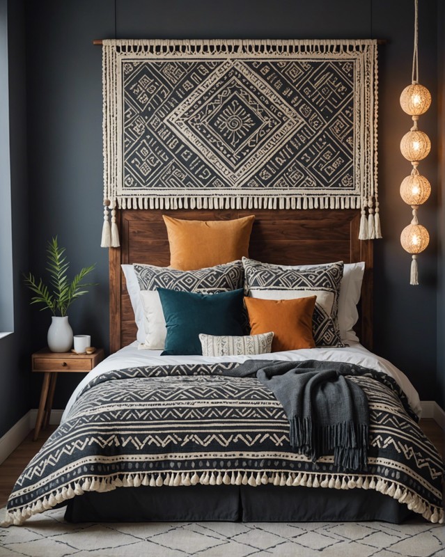 Custom-Made Headboard with Boho Fabric