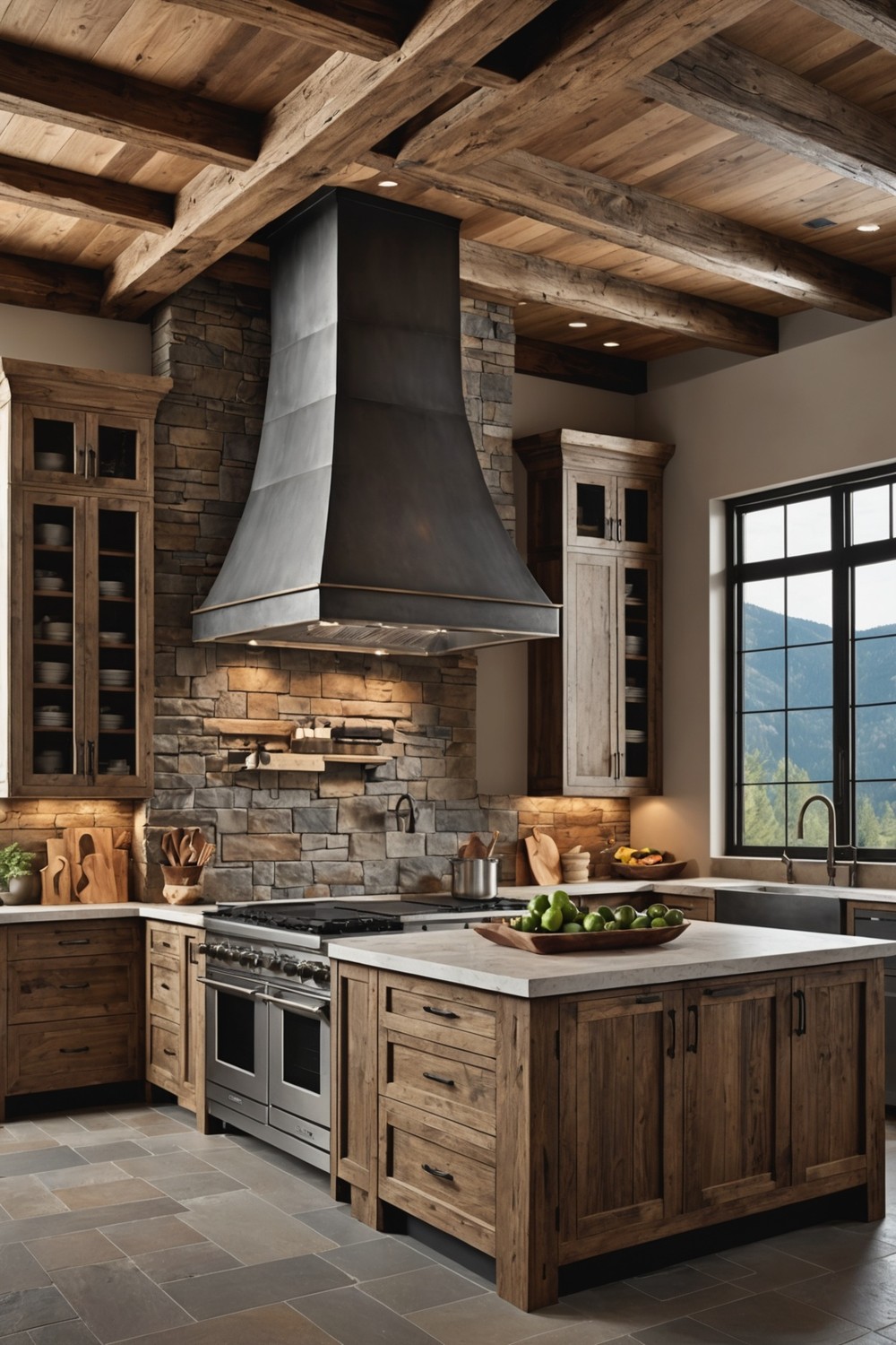 Custom Range Hood with a Mountainous Feel