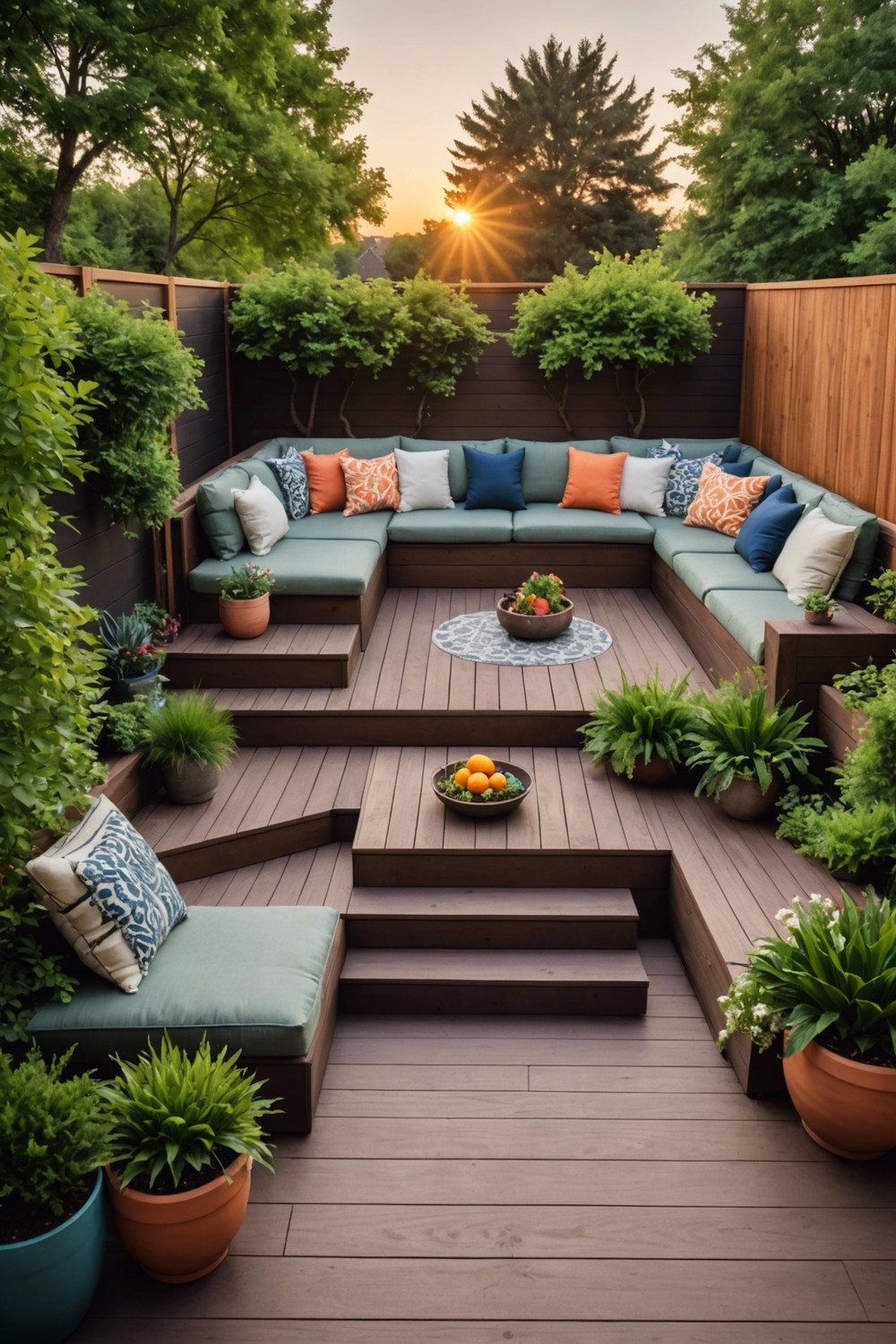 Deck with Built-in Outdoor Furniture