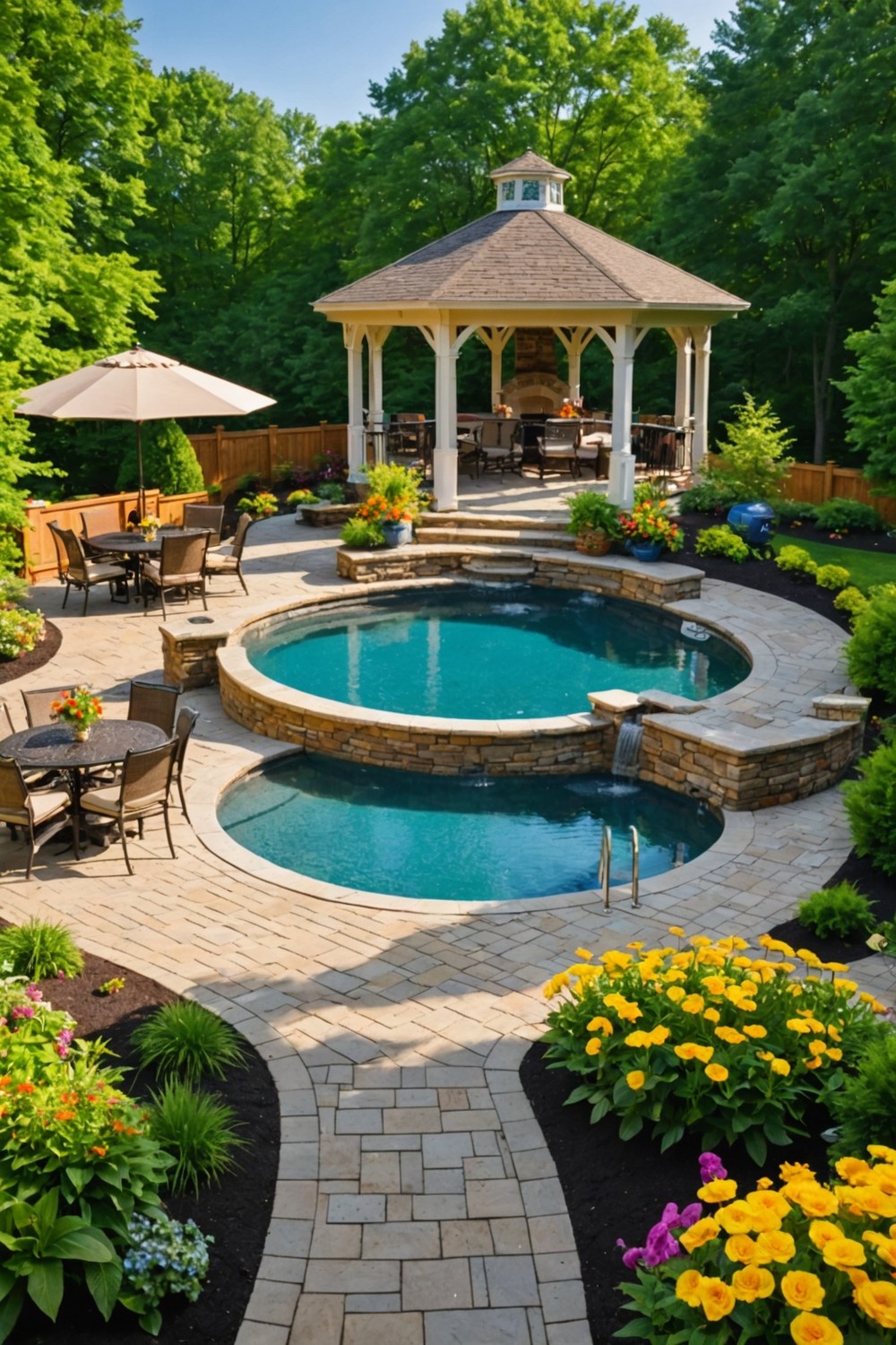 Deck with Pavilion and Outdoor Kitchen