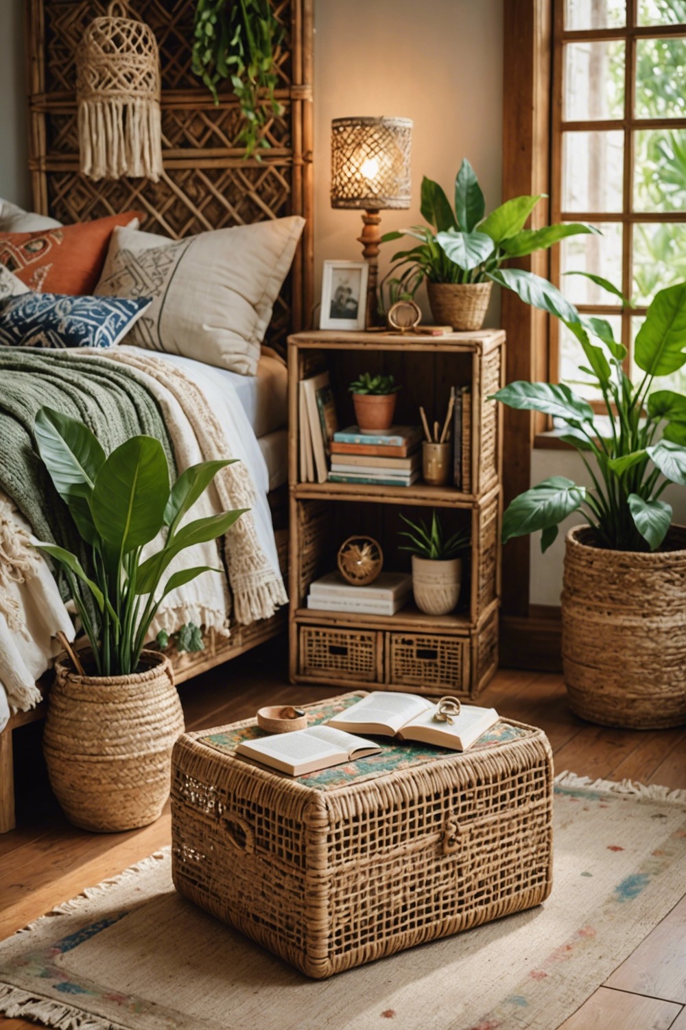 Decorative Storage Cubes with Macramé Accents