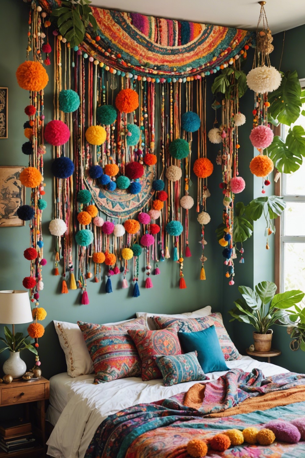 DIY Pompom Garland with Built-in Storage