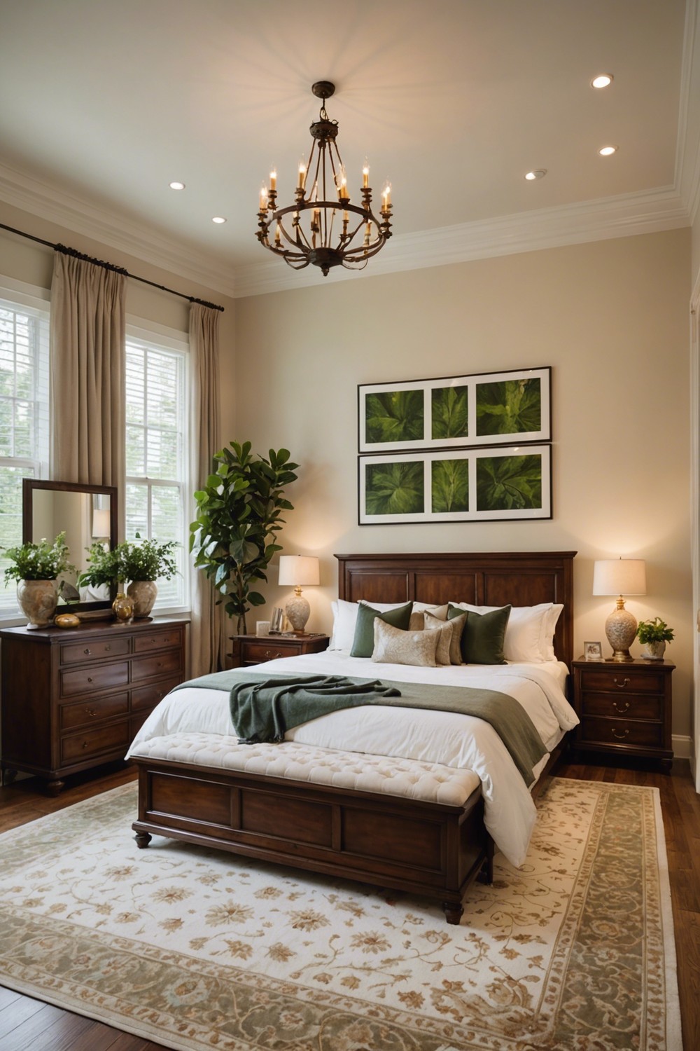 Elegant Abode: Creamy Whites and Rich Wood Tones