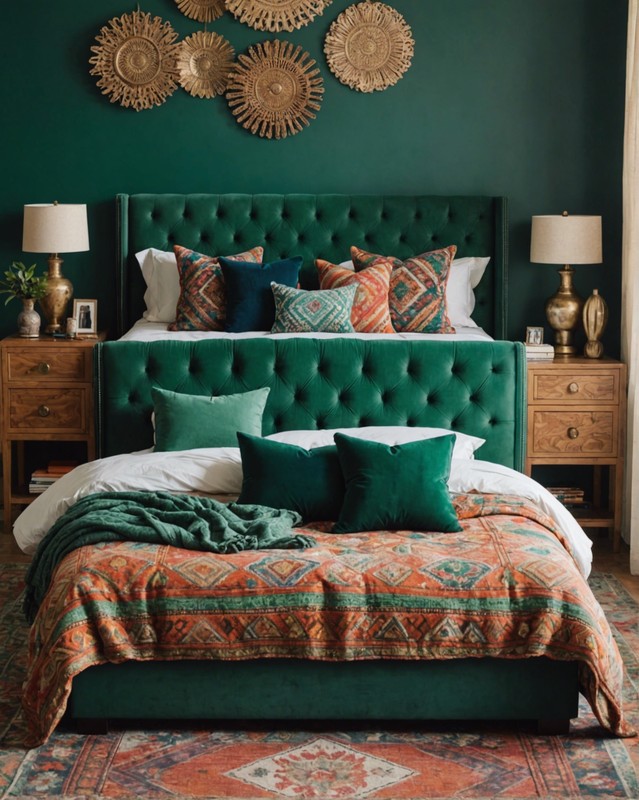 Emerald Green Headboard with Tufted Details