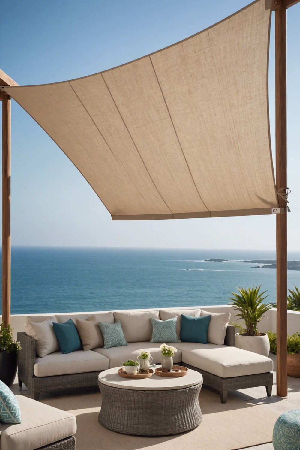 Fabric Shade Sails for Coastal Look