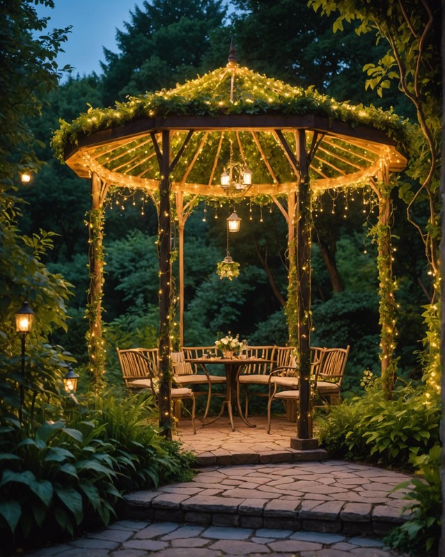Fairy Light Gazebo with Enchanting Ambiance