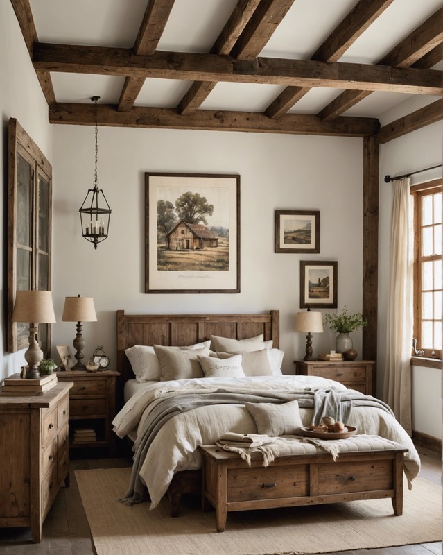 Farmhouse Charm: Rustic Beams and Vintage Accents