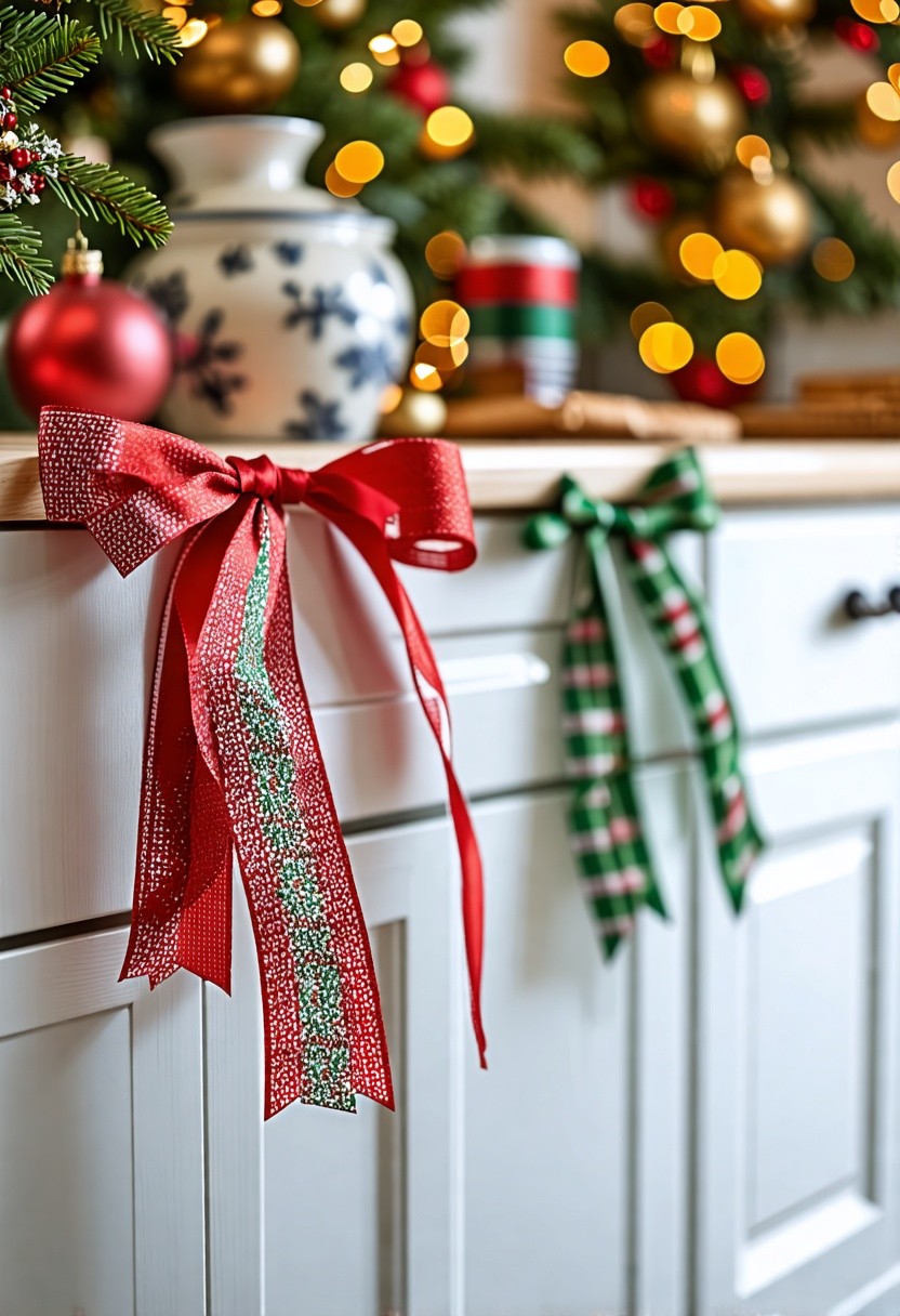 Festive Ribbon Wrap on Cabinet Edges