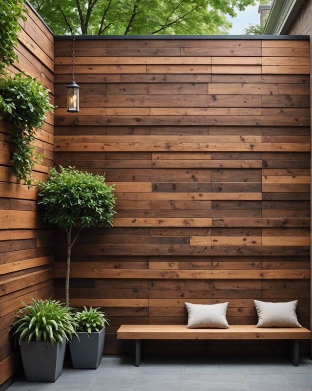 Floating Wood Panel Patio Wall