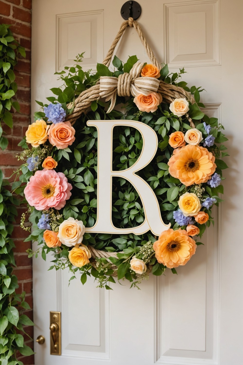 Floral Monogram Door Hanger