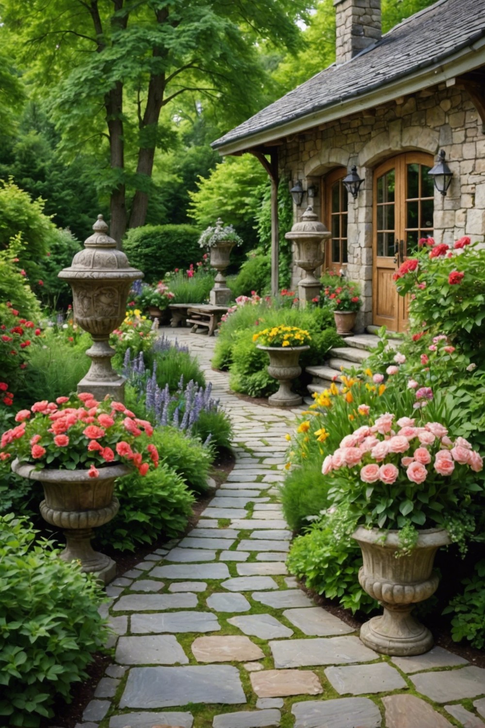 Flower-Filled Urns