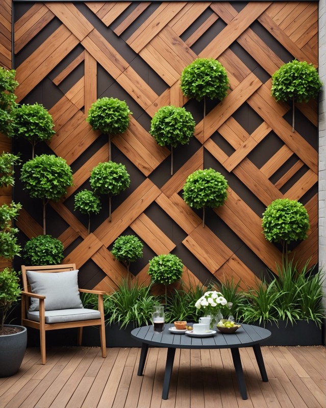 Geometric Wood Patio Wall