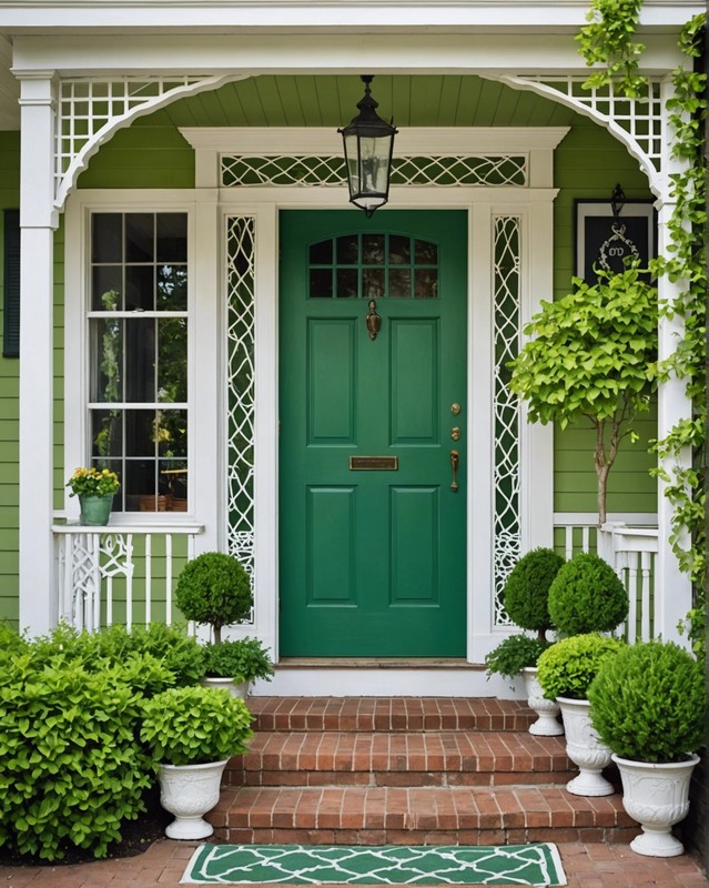 Green and White with Latticework