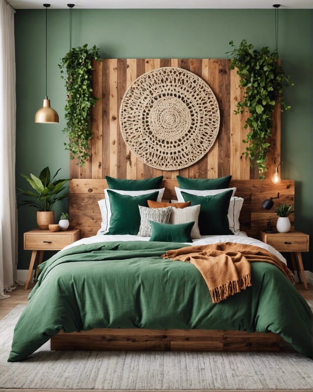 Green and Wood Headboard