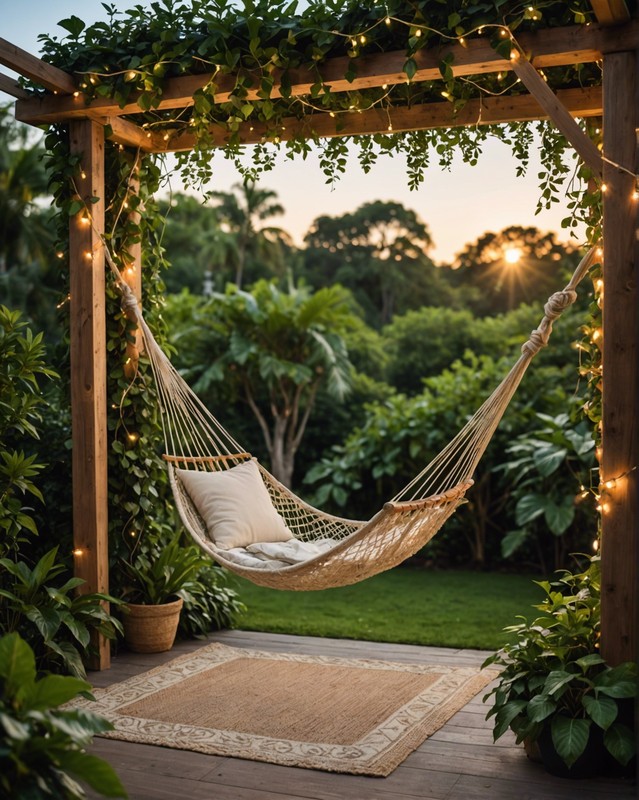 Hammock with Fairy Lights and Greenery