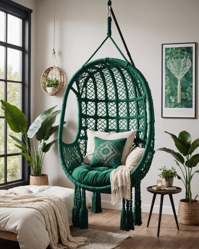 Hanging Chair in Emerald Green